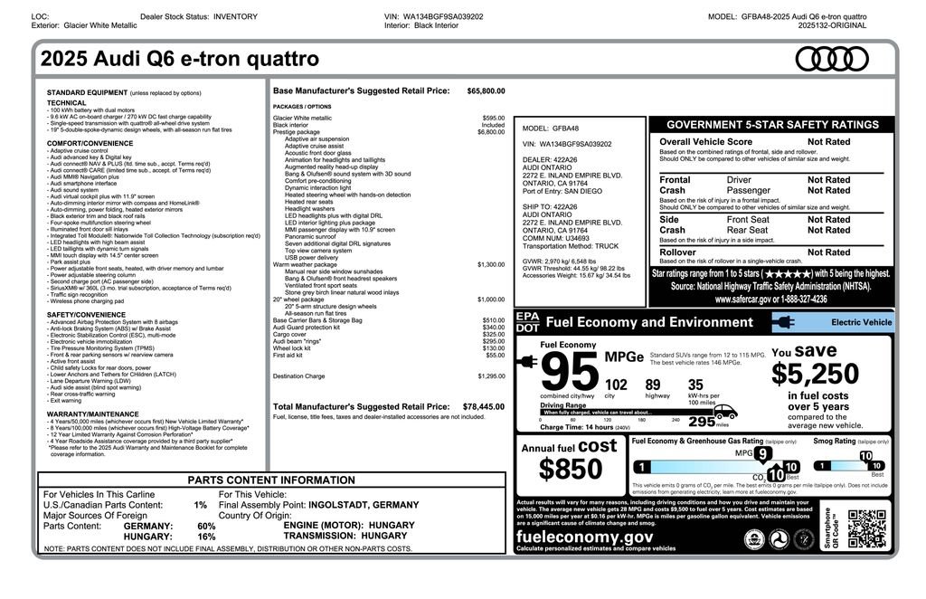 audi q6 e-tron 2025 WA134BGF9SA039202 image audi q6 e-tron 2025 WA134BGF9SA039202 image